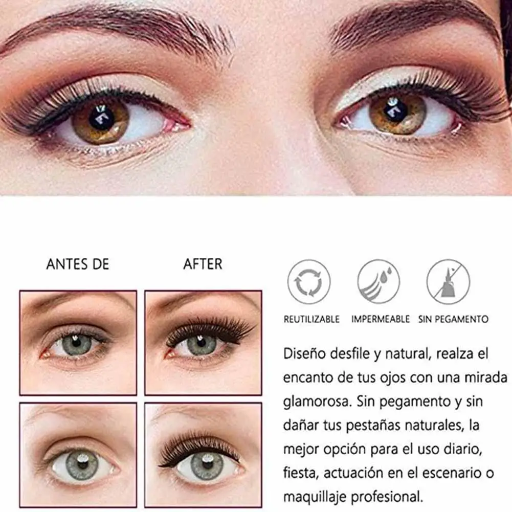 Fashion Handmade Reusable Easily Apply Natural Long Five Magnets Magnetic Eyelashes No Glue Needed Eyelashes With Applicatore