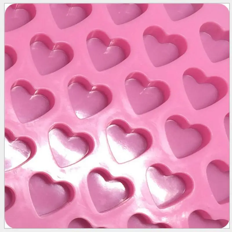 Molde de silicona antiadherente para Chocolate, 55 rejillas, pequeño corazón de amor, moldes para velas Diy, pequeño corazón, Mousse, pastel, grado