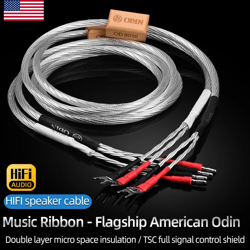 ODIN One Pair Hifi Speaker Cable High-end Pure Silver Amplifier Loudspeaker Cables with Banana / Spade plug Speaker Wire