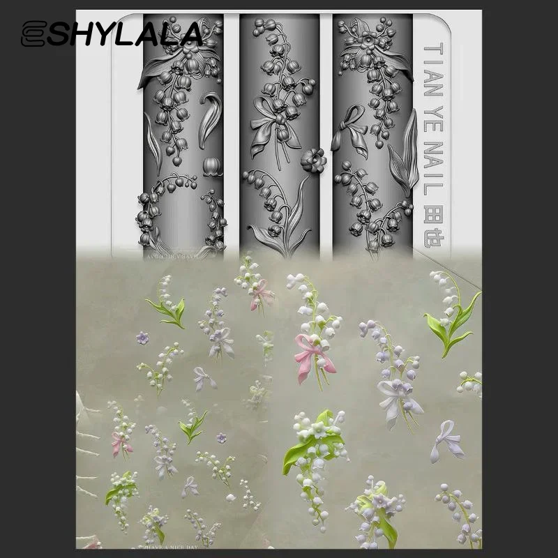 Forma do paznokci 3D z kwiatami, seria: konwalie, lotos, DIY, wysoka transparentność, szablony do paznokci, dekoracje do paznokci.