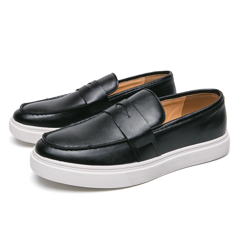 Casual Leather Social Shoes For Men High Quality Shoes Male Slip On Loafers Flat Boat Men's Office Shoes Men 2025