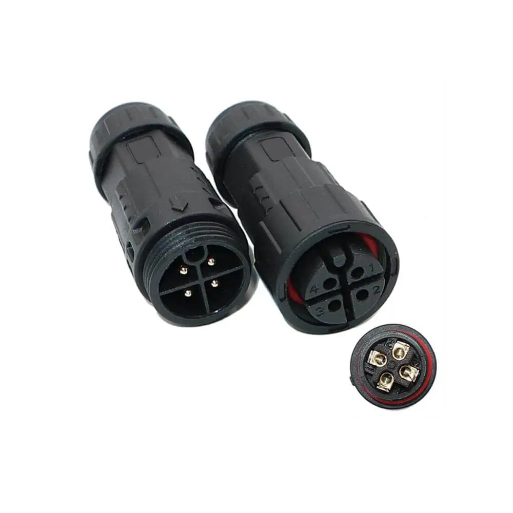 M19 Field Wireable Male Female Butt-Joint Type 4 Pin Wire Cable Screw Lock Waterproof Connector