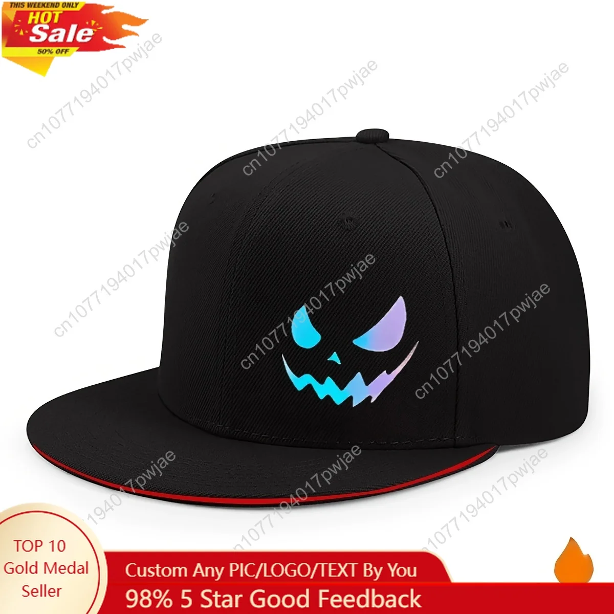 

[Hip-Hop Street Cap] Adjustable Unisex Hip-Hop Street Cap with Skull Print - Lightweight Snapback Closure, 21.65-23.62 Inch Stre