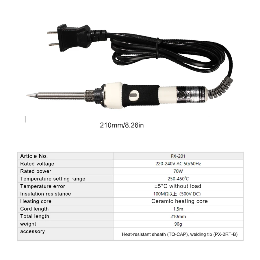 Japan GOOT PX-201 Temperature-Controlled Soldering Iron Voltage 220V Ceramic Heater Lead-Free Soldering