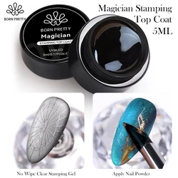 BORN PRETTY 5ml Mago Stamping Top Coat No Wipe Clear Stamping Gel Per Applicare Polvere Per Unghie Trasparente FAI DA TE Manicure Stampa Strumento