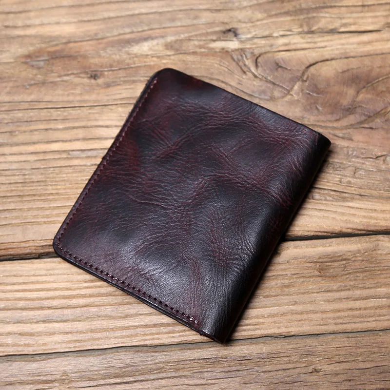 NZPJ männer Leder Brieftasche Retro Top Schicht Rindsleder Brieftasche Vertikale Dokument Clip Kurze Jugend frauen Ultra-dünne geldbörse Tasche – Detail 14