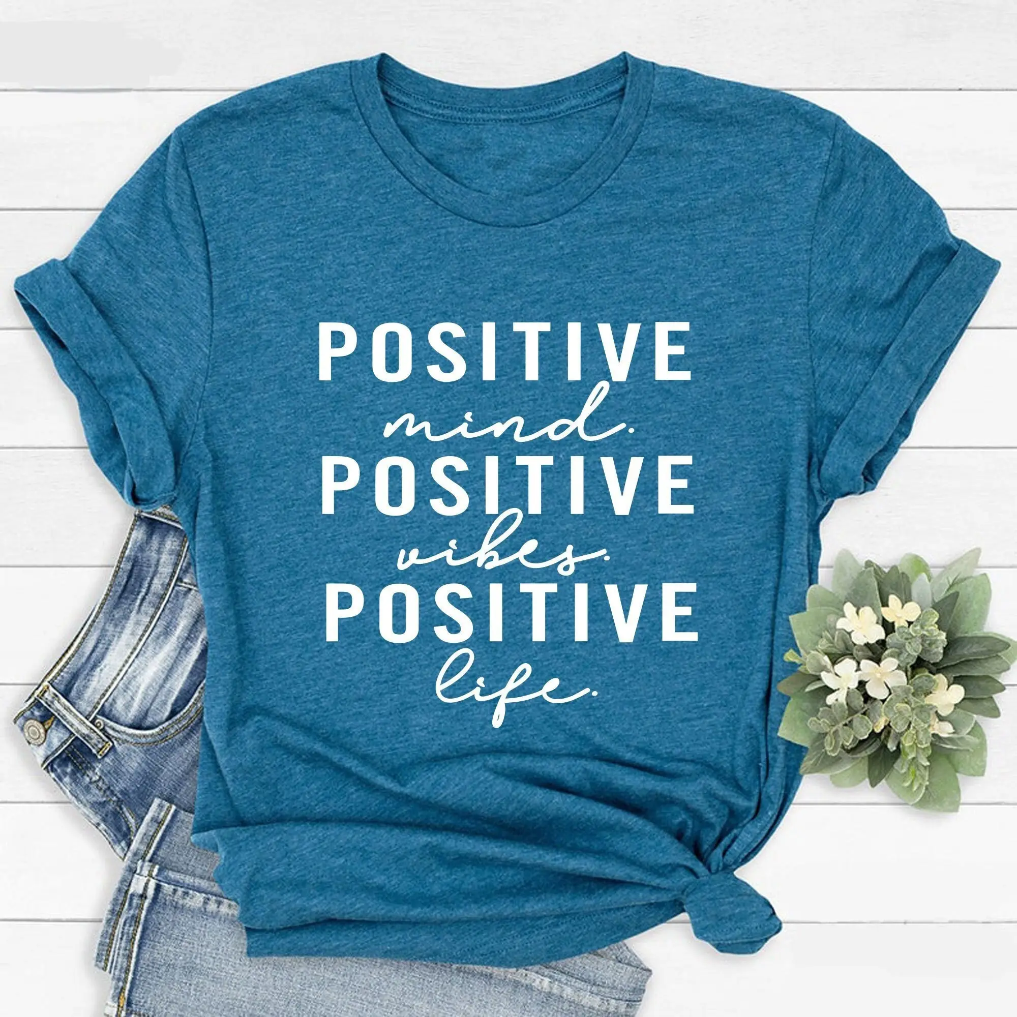 Positive Inspirational Quotes T Shirt Saying Mind Vibes Life Mental Heath