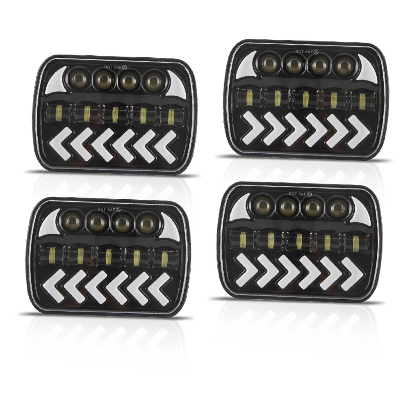 1 Pair 7 inch 5 inch Square Fishbone Running Water Turn Signal Light