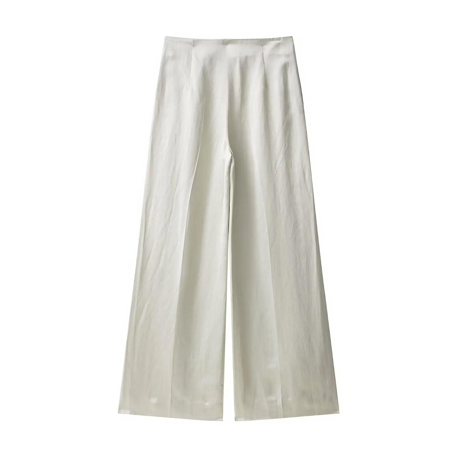 Traje de mujer con textura satinada de seda, cinturón decorado, pantalones doblados, conjunto de dos piezas, moda europea de verano para adultos