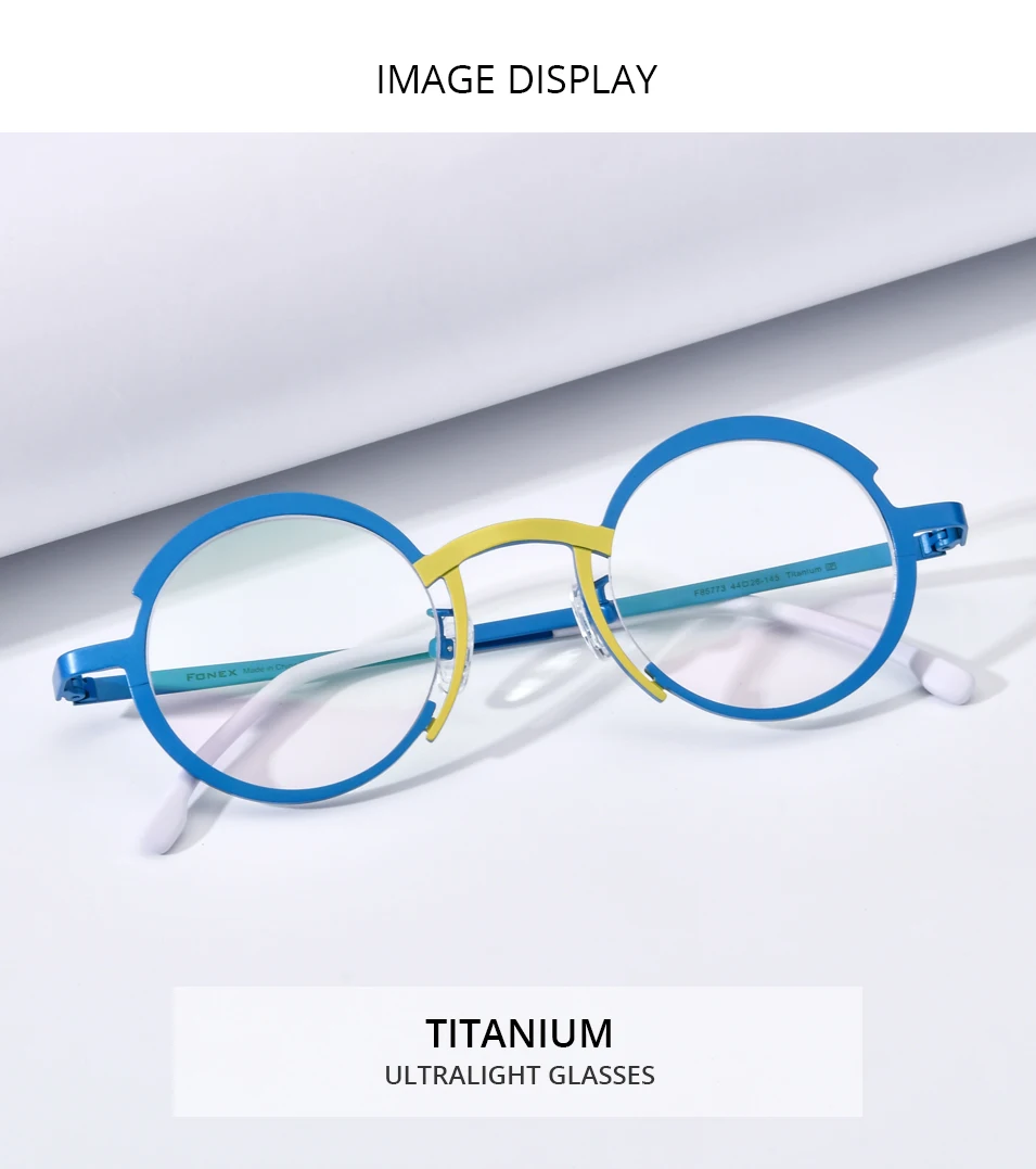 FONEX Titan Brillengestell Damen 2025, neue Mode, Markendesign, Retro, Vintage, runde Brillen, Herren, ultraleichte Brillen 85774 – Detail 22