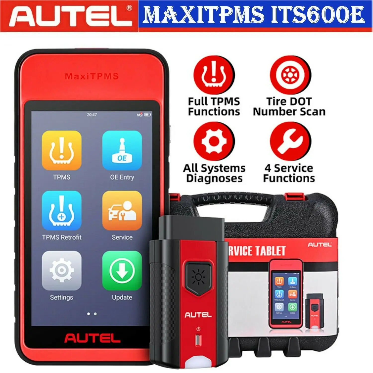 Autel MaxiTPMS ITS600E TPMS Diagnostics MX-Sensor Programming Tool Activate/Relearn All Sensors Functions EPB SAS BMS Oil Reset