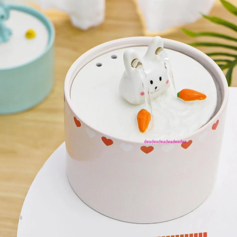 Ceramic Pet Cat Water Fountain Dispenser Automatically Circulates Water Cat Intelligent Water Feeding Artifact Flowing Bowl