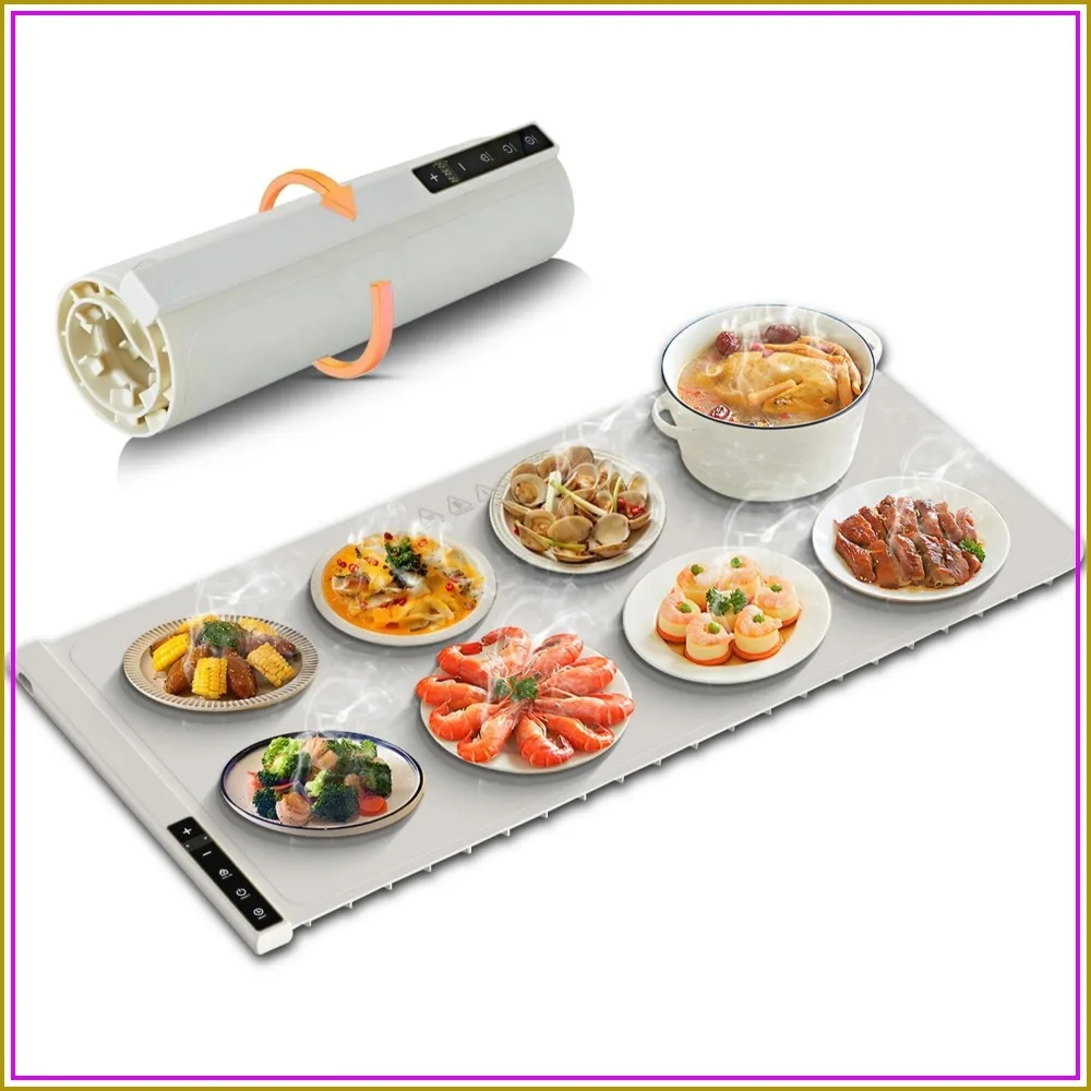 Extra Large 32"x15" Warming Mat for Food, Silicone Roll Up Warmer for Countertop Buffet Party, Housewarming Gift