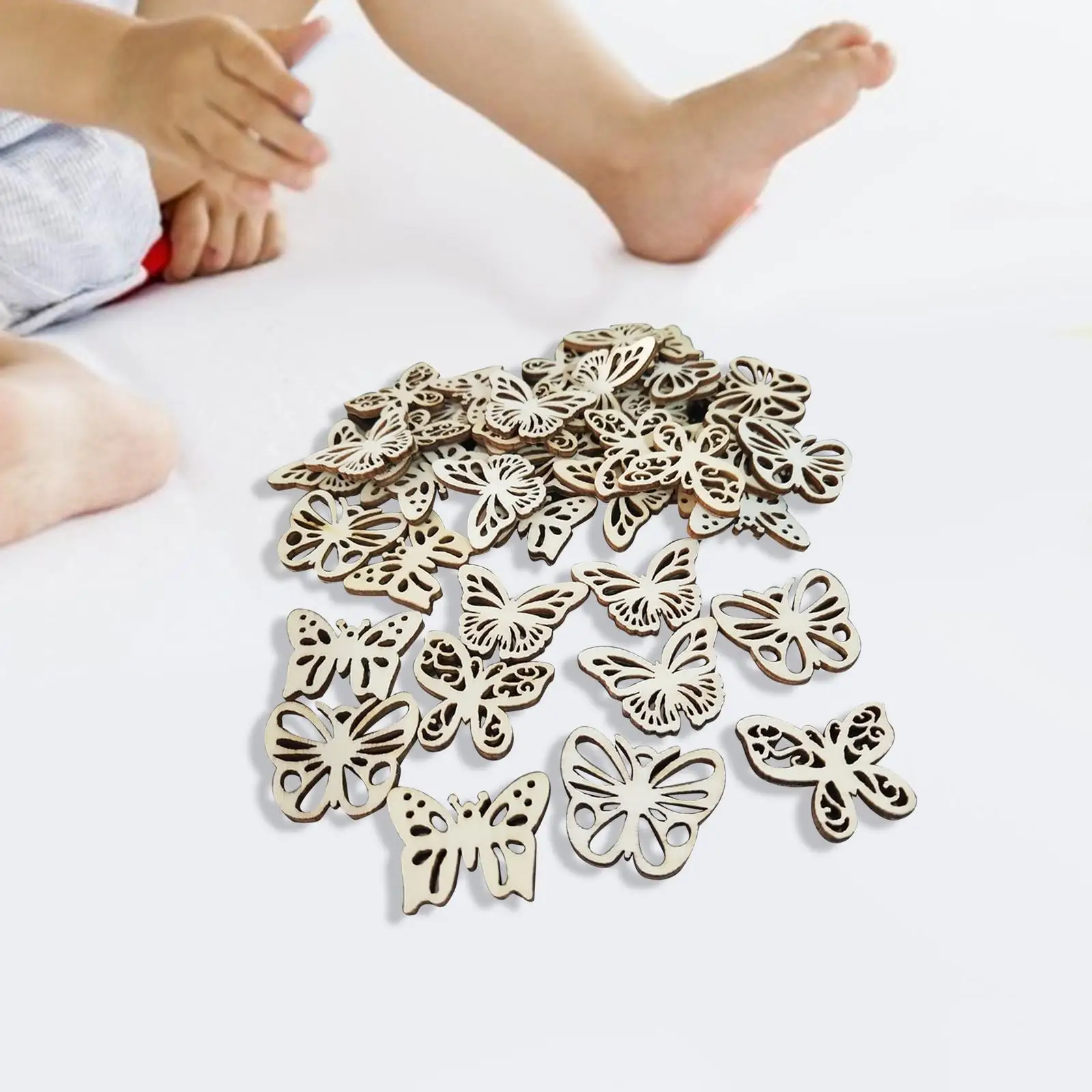 2-6pack 50x Wooden Butterfly Cutouts Wooden Pieces for Painting DIY Crafts Gift