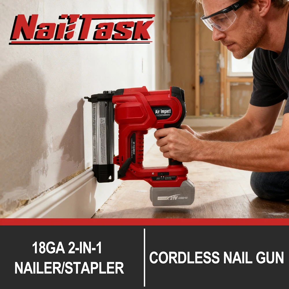 NailTask 20 فولت 18 مقياس مسدس مسامير لاسلكي 2 بوصة قوة براد آلة بائع المسامير مع مسامير الأظافر لتنجيد الخشب لتقوم بها بنفسك (بدون بطارية) #3