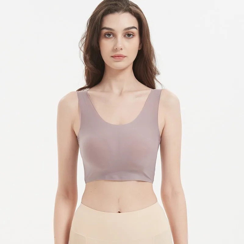 Seamless Ice Silk Tube Tops Women Summer Thin Plus Size Short Crop Tops Female Underwear Anti-Curling Croptop Intimates Bustier