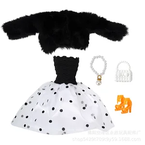 Barbie Daily Outfit set for dolls, doll clothes, jacket, jacket, dress, hat, sweater, pants, jeans, earrings, necklace, toys, accessories, 1 set 10 Main Sales Head Barbie - №4