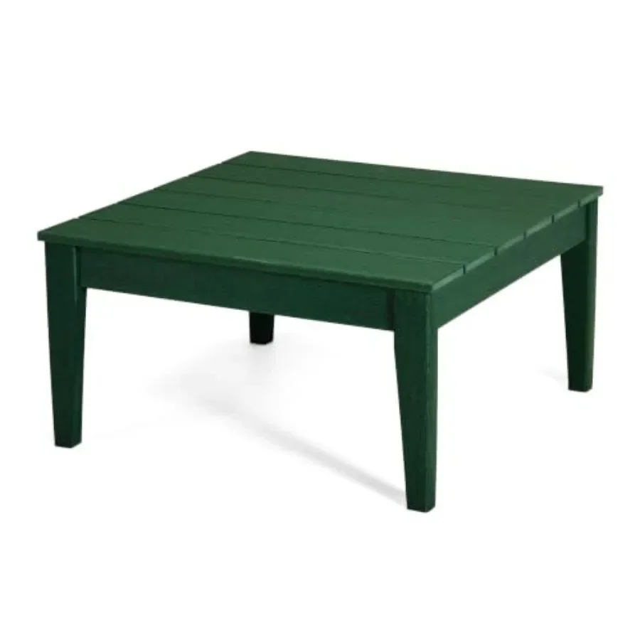 32 Inch Ashore Outdoor Coffee Table for patio use, made of weather-resistant acacia wood in natural brown finish, featuring rus