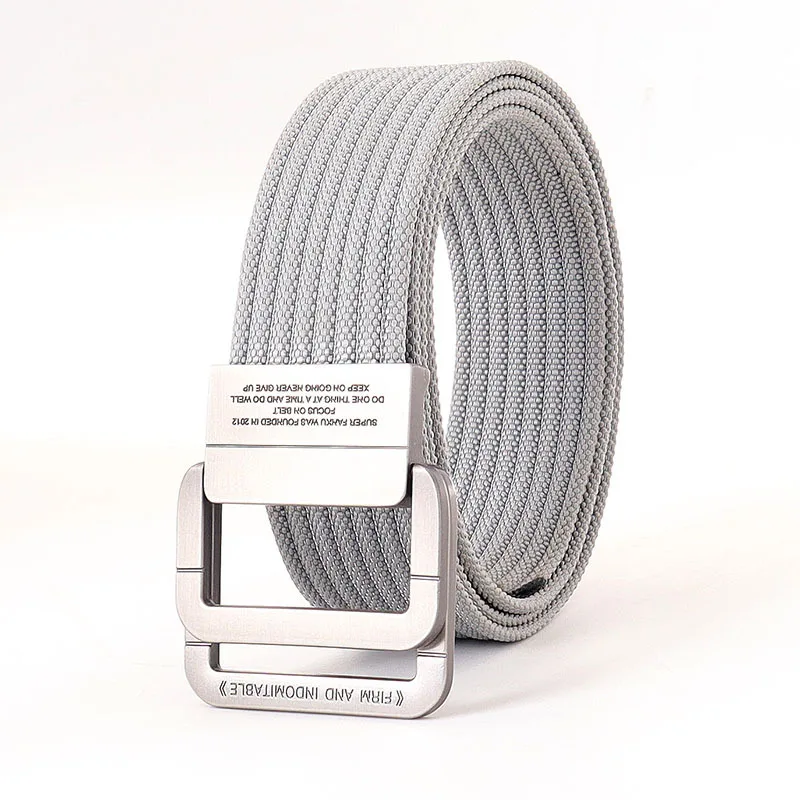 Double Ring Buckle Polyester Webbing Belt Polished Matte Metal Surface Taut Webbed Fabric Layer Adjustable Flat Body Wear