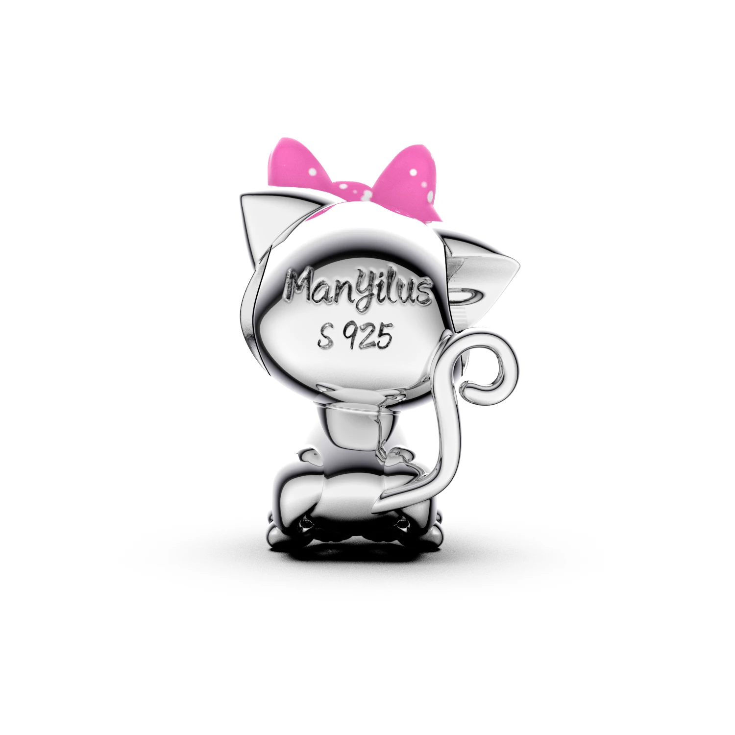Manyilus S925 Silver Bow Kitty Sundae Charm for Original Bracelet, Cute Animal Dessert Jewelry Pendant DIY, Sweet Kawaii Gift - view 2