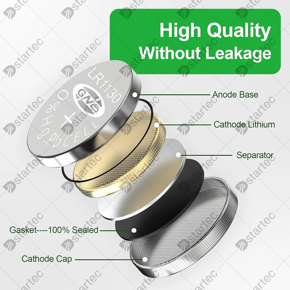 10-300PCS AG10 LR1130 Alkaline Button Battery SR1130SW 389 189 G10A L1131 LR54 1.55V  Watch Battery Coin Cell for Flashlight Toy