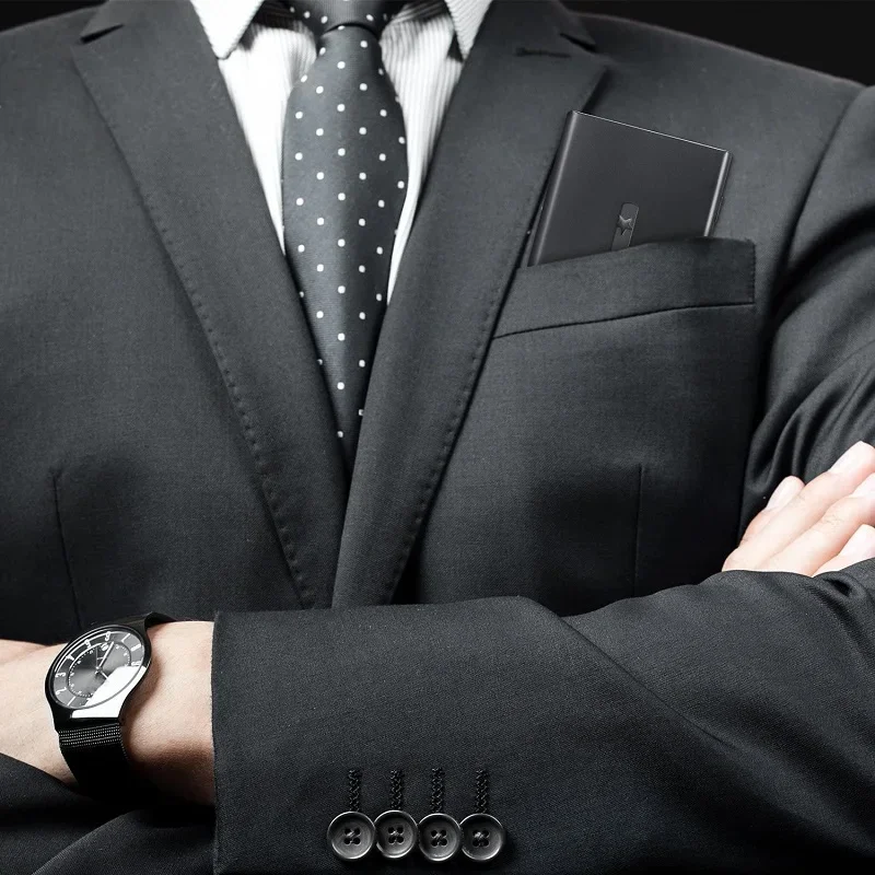 Hand Push น้ําหนักเบาโลหะนามบัตร Bank บัตรสมาชิกกระเป๋า Slim นามบัตรกล่องบรรจุภัณฑ์ Organizer