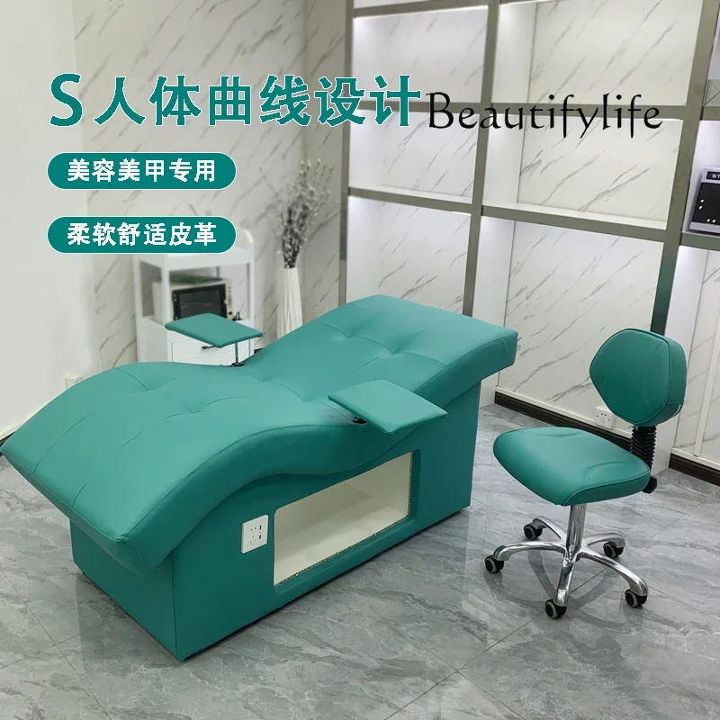 XX Solid Wood Beauty Face Wash Bed Facial Care Nail Art Embroidery Bed Mask Experience Lounge Chair Beauty Bed