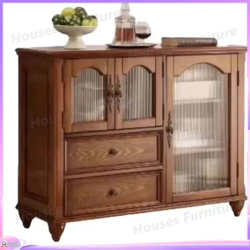 Retro Wooden Shoe Cabinet Entryway Storage Bench Living Room Sideboard Console Table with Shelves Organizer Furniture for view 2