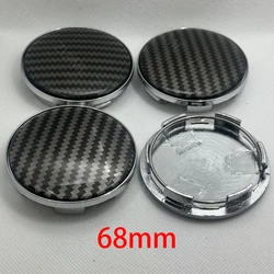 4Pcs 68mm Car Wheel Center Hub Caps 3D Carbon Fiber Universal Cover Kit Accessories Black Silver Auto Styling Parts Accessories