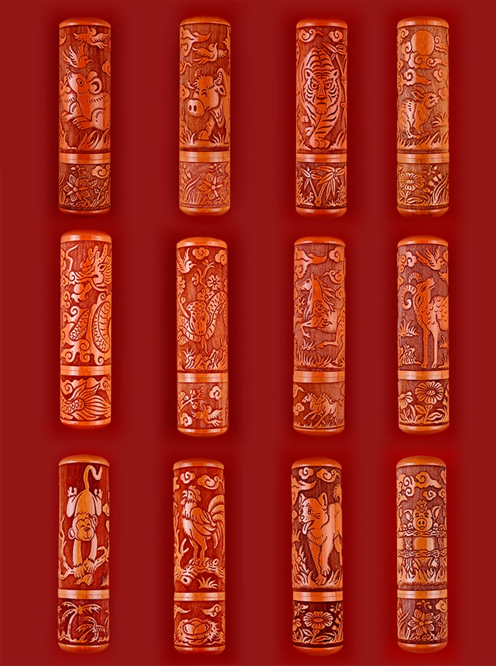 Wood Stamp for Chinese Zodiac Engraved Custom Name Stamp For Children Cloth Bag Calligraphy Stamp Signature Gifts