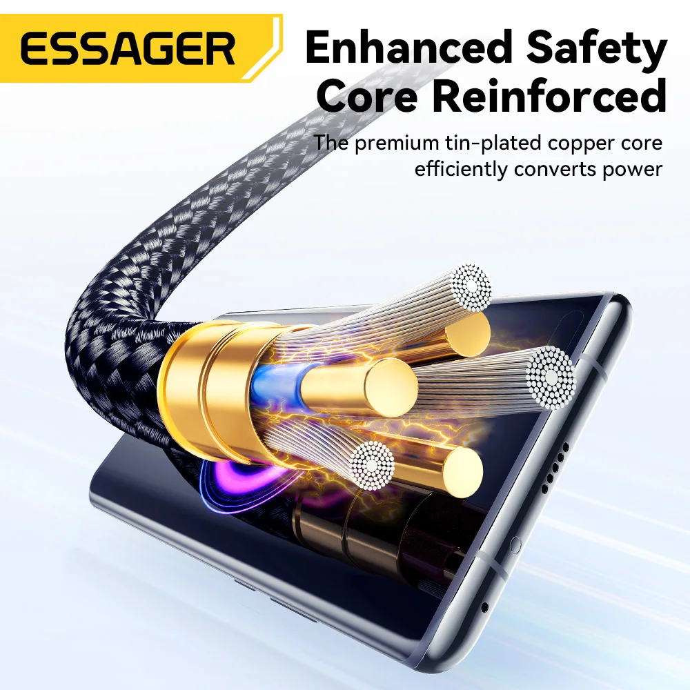 Essager 100W Type C To Type C digital display data Cable For Xiaomi Samsung PD Fast Charging Cable For Macbook iPad Tablet Cord