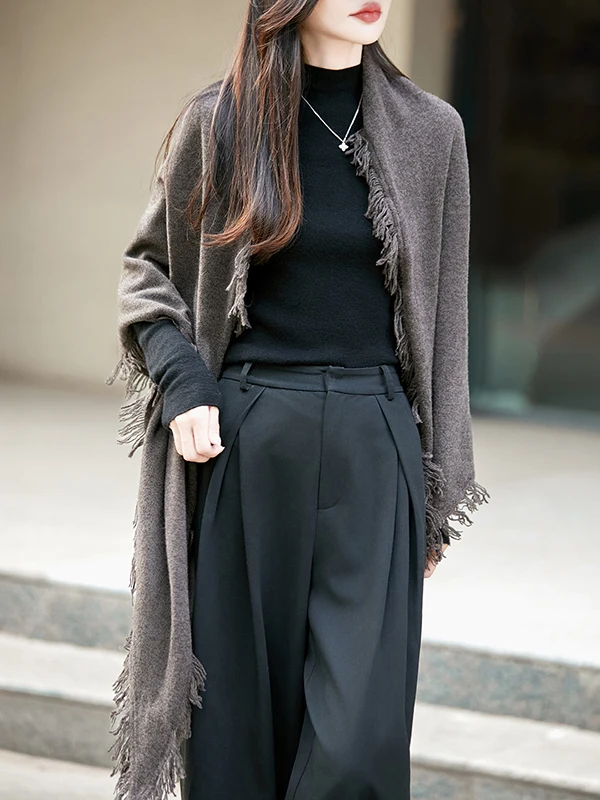Long Woolen Knitted Cardigan Women's Outerwear Shawl Coat Loose Warm High-grade Autumn Winter Casual Fashion Accessories