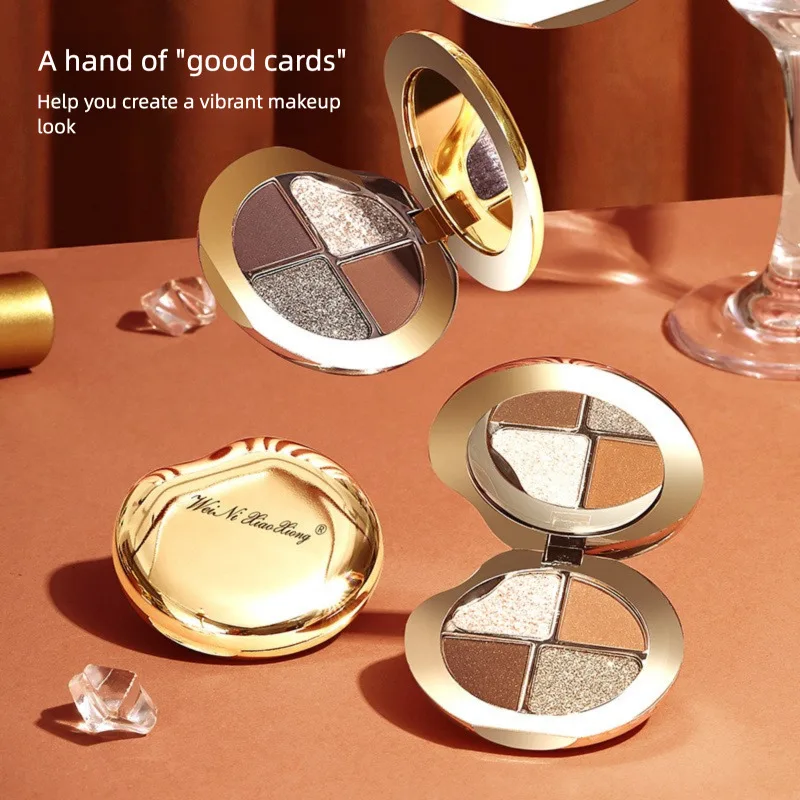 Four-Color Brilliant Starry Sky Shell Diamond Eyeshadow Palette Sparkling Shimmering Eyeshadow for Women Makeup Palette