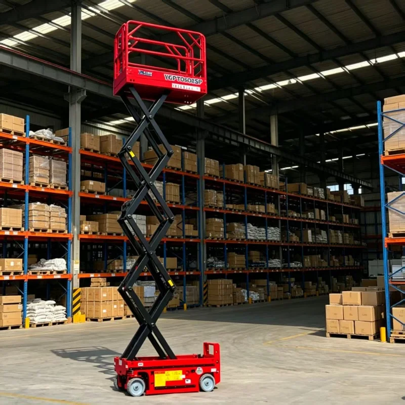 Construction Hydraulic Scissor Lift 6-14m Working Height CE Marked 500kg Load Self Moving Aerial Lifting Platform
