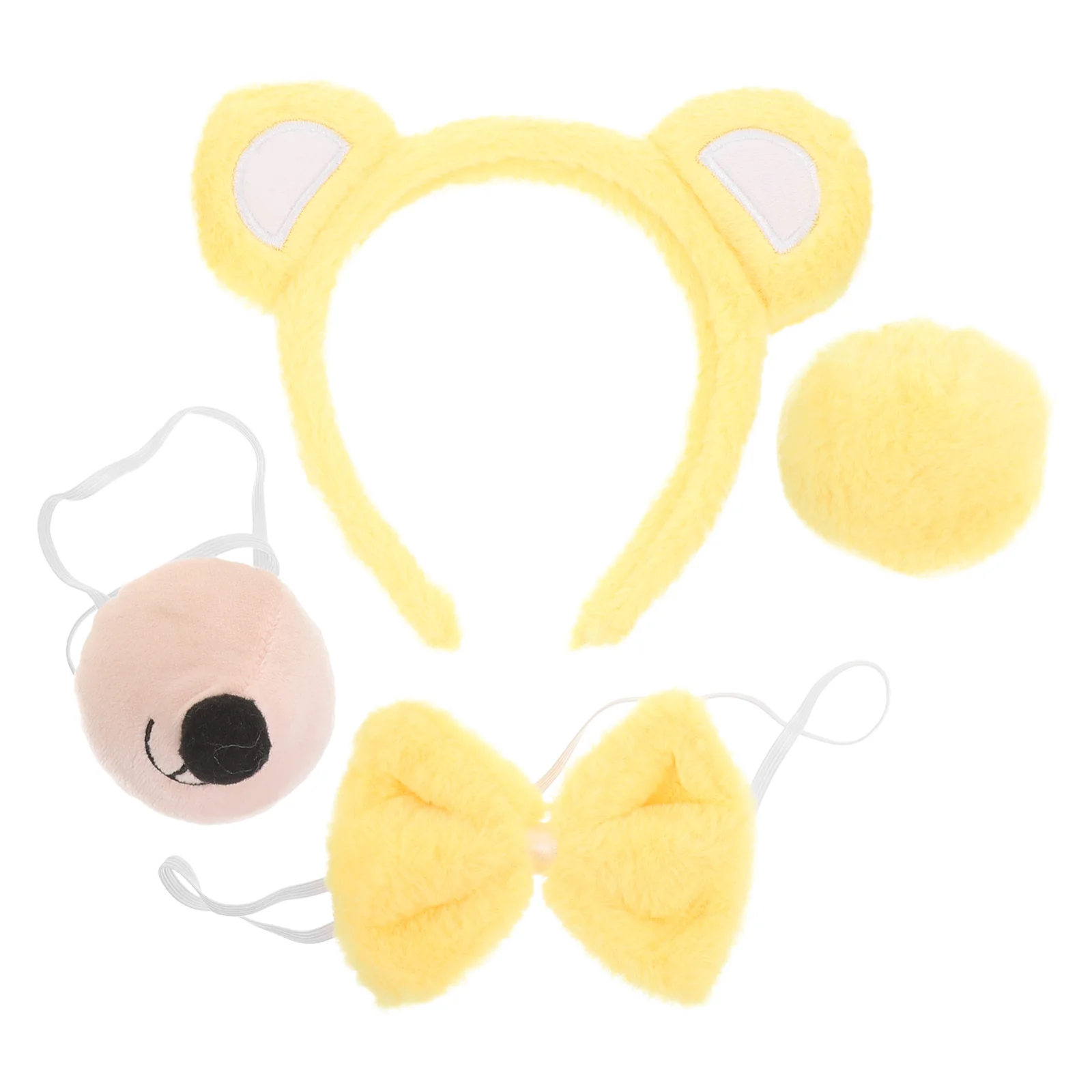 

Head Band Bear Ball Set Headband with Tail Costume Accessories Yellow Animal Dress up