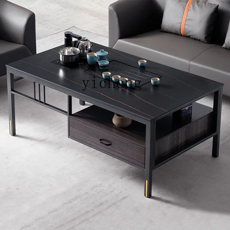 CZ-18 Light Luxury Stone Plate Automatic Water Feeding Integrated Kung Fu Tea Dining Table for Home Living Room