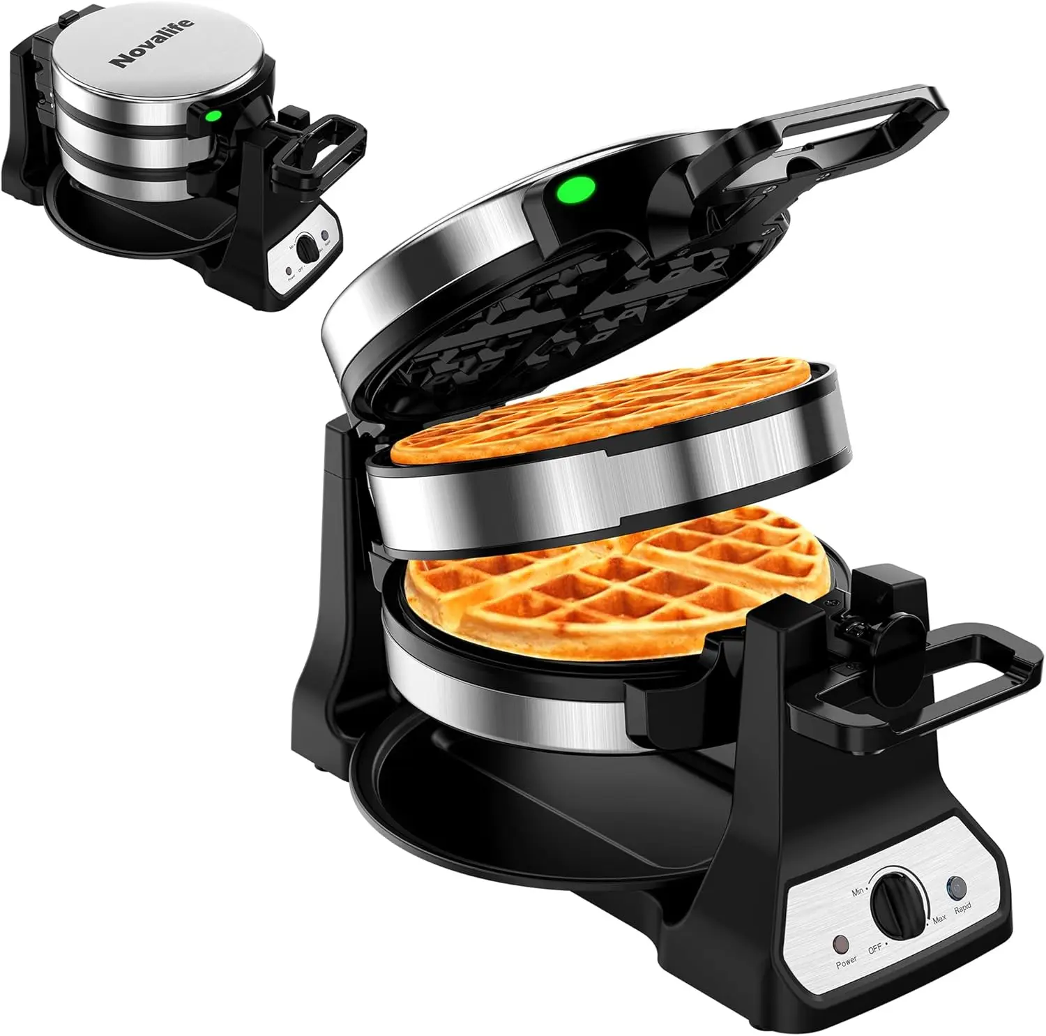 

1400W Belgian Waffle Maker with Double Nonstick Plates, Adjustable Browning Control, and Removable Drip Tray