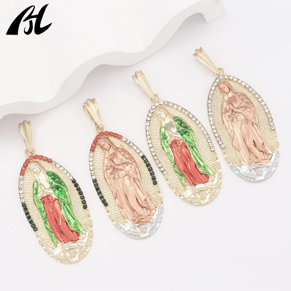 

Hot Sale Religious Luxurious Virgin Mary jolleria de oro 14k Fashion Charm Madonna Di Guadalupe Necklace Pendant