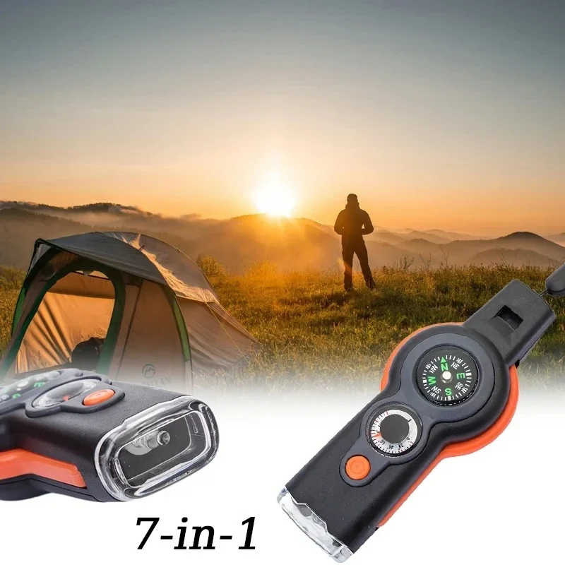 

Outdoor Camping 7-In-1 Multi-Function Whistle Survival Whistle Safety Whistle for Hiking Travel Accessories Camping Accessories