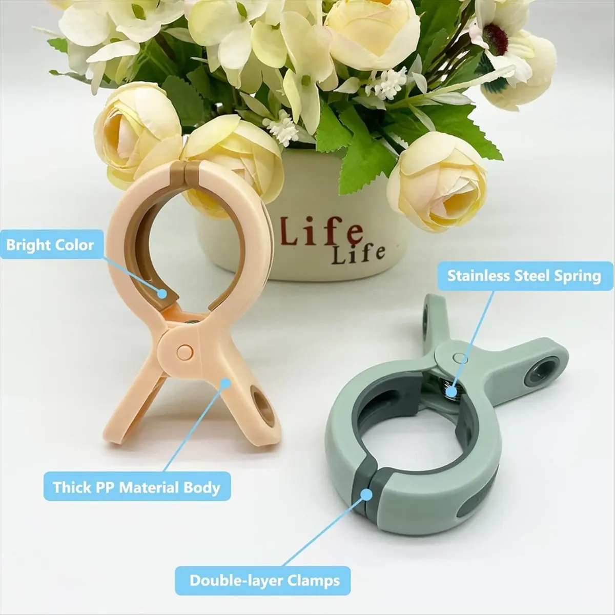 2026 Trend 12 PCS Beach Towel Clips for Chairs, Cruise, Pool - Large Plastic Clothespins in 3 Bright Colors