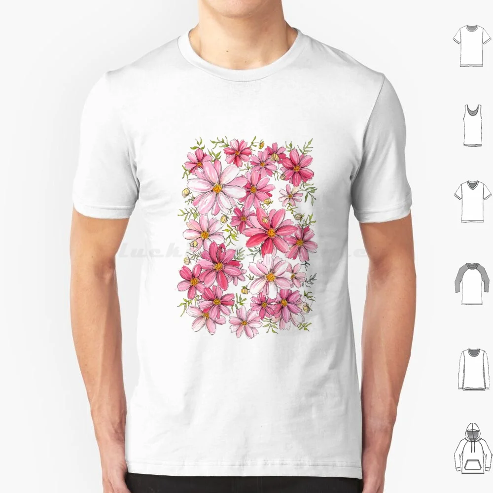 Pink Floral Pattern T Shirt 6xl Cotton Cool Tee Flowers Flower Floral Flora Pink Light Pink Pretty Spring Summer Girl Daisies