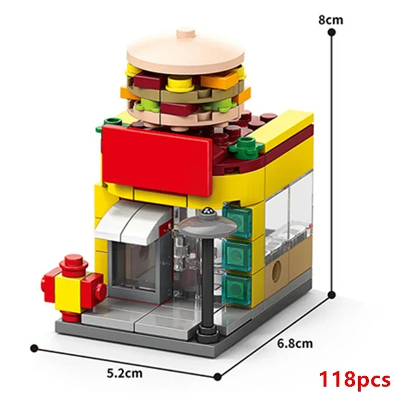 Décennie s de construction d'architecture pour enfants, café, lait, thé, vue sur la rue, modèle de maison alimentaire, kit de briques de bricolage, modèle de film pour filles, jouet pour enfants