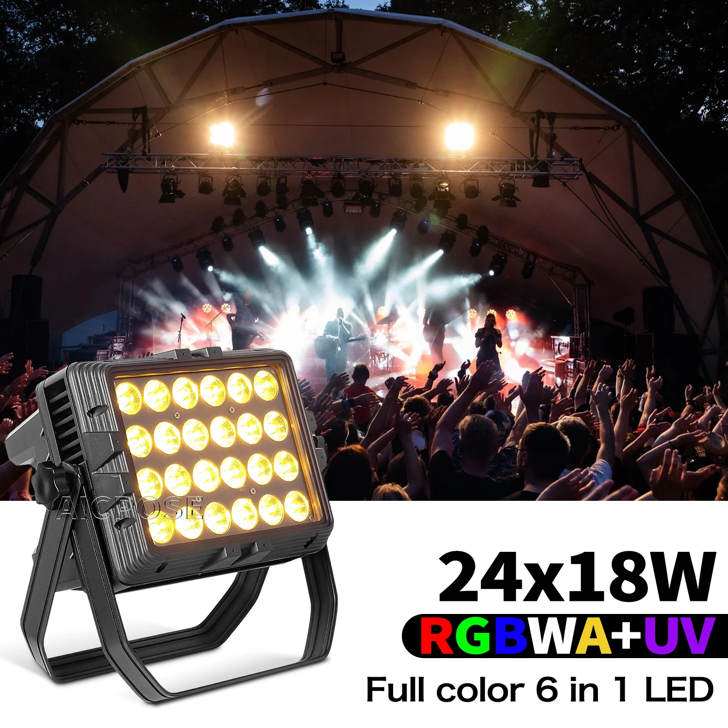 4-10pcs/24x18W RGBWA UV 6 in 1 Outdoor Rain Proof Stage Light Square Par Light DMX Control DJ Disco Equipment Outdoor Lighting