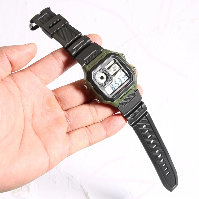 18mm Resin Strap Suitable for Casio AE1200 AQ-S810W AQE-100W SGW300 400 500 Sports Waterproof Men\'s Rubber Watch Accessories