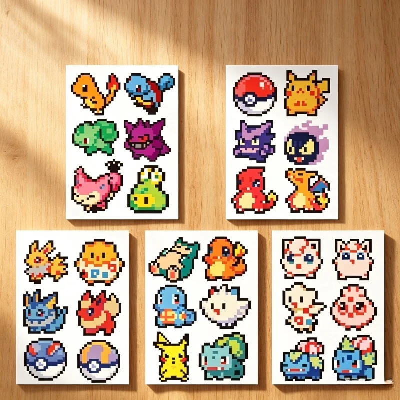 Pokemon Pixel Cartoon Stickers Cute Pikachu Decals Anime Toys Car Motorcycle Decoration Waterproof Vehicle Sticker Collection