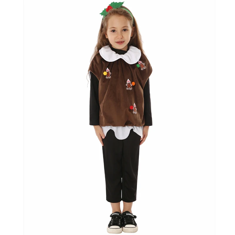 Children Xmas Sweet Dress Up 2024 New Arrival Girl Christmas Pudding Costume