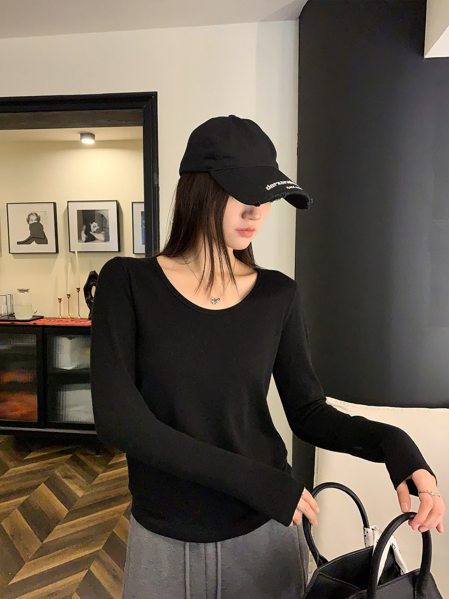 

Футболка Mouze Bamboo Cotton Long Sve, белый легкий базовый топ для женщин, размер подставки, смесь хлопка