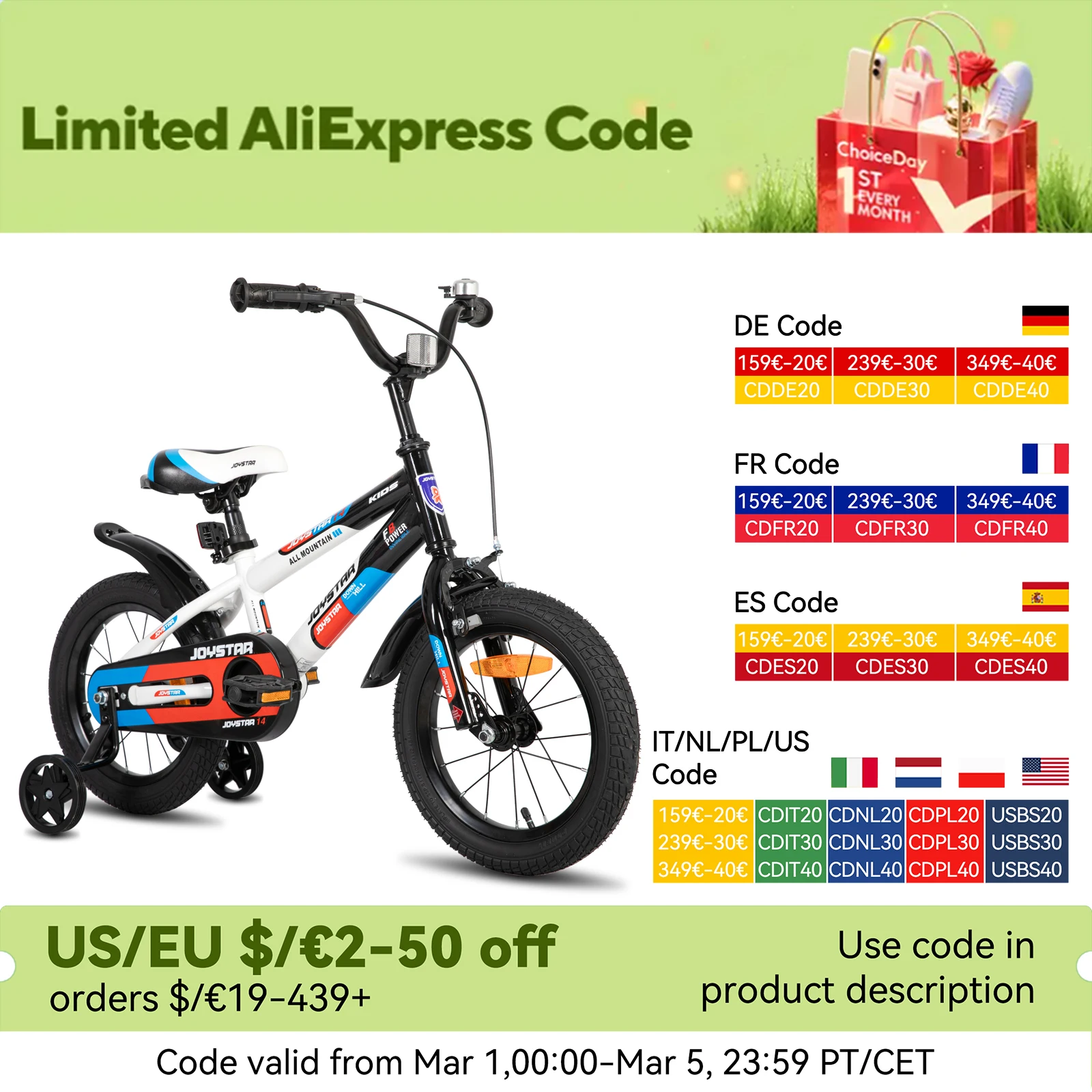 JOYSTAR Kids Bike for 3-10 Years Old Boys and GirlKids Bike with Training Wheels, Easy to Install, Multiple Colors Available