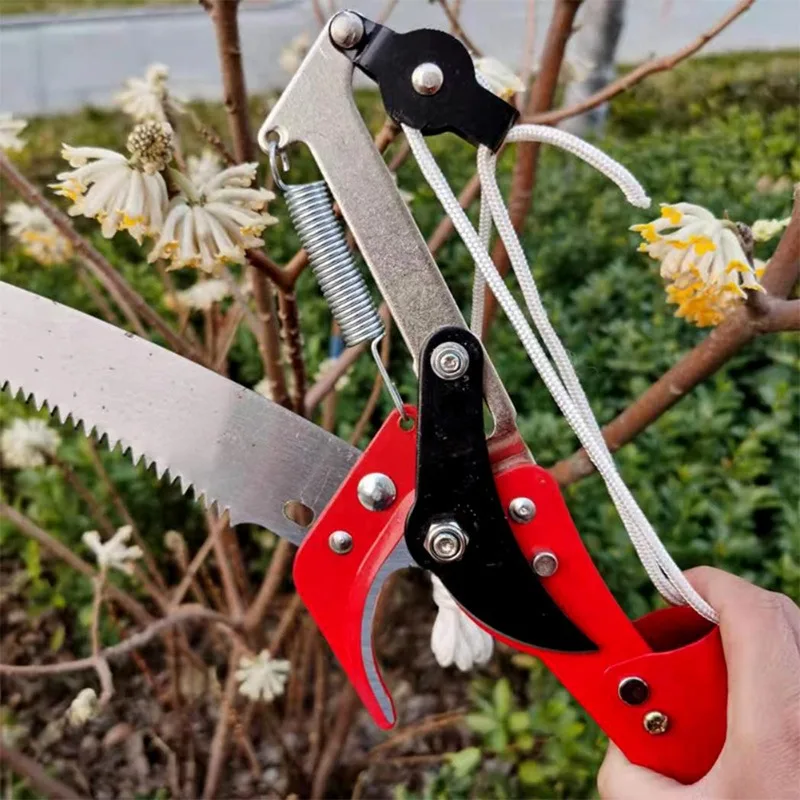 High Altitude Two Pulley Pruning Scissors Branch Scissors Extendable Fruit Tree Pruning Saw Cutter Garden Trimmer Tool with Rope