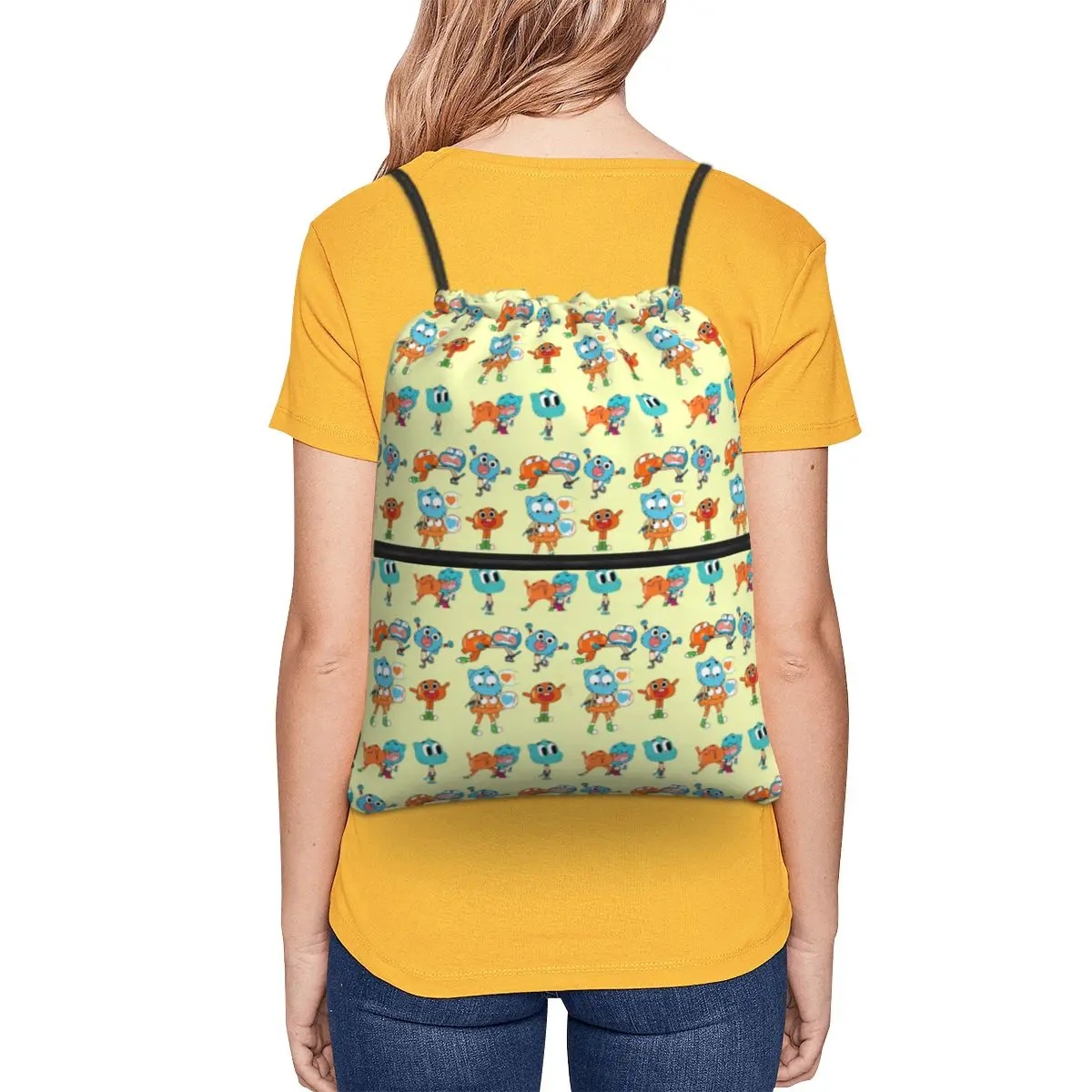 Gumball And Darwin Game The Amazing World Of Gumball Backpacks Portable Drawstring Bags Sports Bag Book Bags for Man Woman